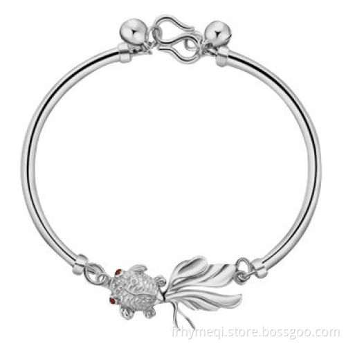 Gold Fish Design Silver Plated Bangle, Various Designs Available